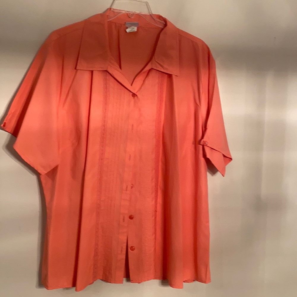 4X Button Down Blouse Short Sleeve with Beautiful front Design